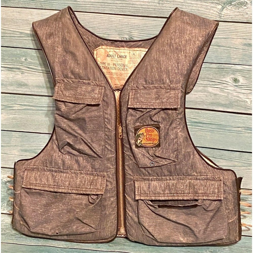 Bass Pro Full Motion PFD Flotation Life Vest Denim